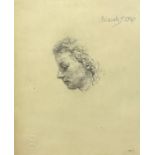 ATTRIBUTED TO ALBIN POLASEK SCULPTOR (1879-1965), pen study of a girls face, signed and dated 1947