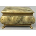 PROPERTY OF A TITLED LADY: A HEAVY ITALIAN ALABASTER JEWELLERY BOX, with gilt metal mounts and