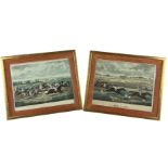 EQUESTRIAN INTEREST: A PAIR OF EARLY 19TH CENTURY HAND COLOURED HORSE RACING PRINTS 35cm x 25cm