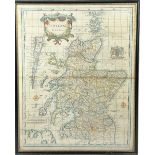ROBERT MORDEN (C. 1650-1703) HAND COLOURED ENGRAVED MAP OF SCOTLAND, mounted in a frame and glazed