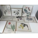 A COLLECTION OF EIGHT CHINESE WATERCOLOUR AND INK ON PAPER STUDIES OF BIRDS AND FLOWERS (8)