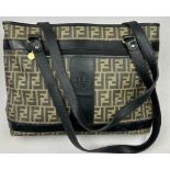 A VINTAGE FENDI HANDBAG SHOPPER WITH 'ZUCCA PRINT' 'FF' MONOGRAM THROUGHOUT, inner and outer