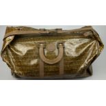 A VINTAGE FENDI 'TOFFEE WRAPPER' DUFFLE BAG, with monogram 'FF' design throughout, two brown leather