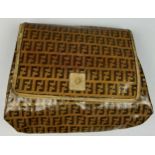 A VINTAGE FENDI 'TOFFEE WRAPPER' CLUTCH SATCHEL BAG, no strap. 25cm x 23cm Overall good condition,