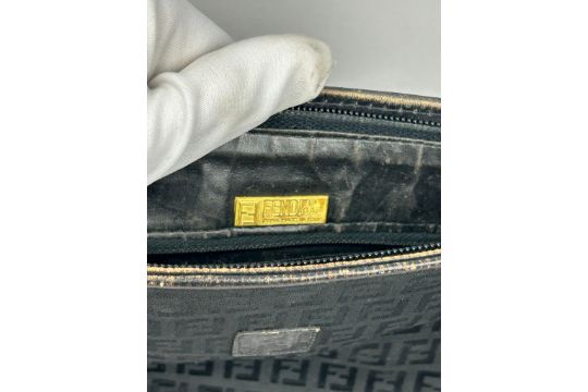 A VINTAGE FENDI SIDE BAG, black interlocking 'FF' monogram design throughout and central - Image 4 of 6