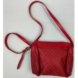 A VINTAGE FENDI SIDE BAG IN BLOOD RED, interlocking 'FF' emblems throughout and red leather