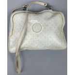 A VINTAGE FENDI SIDE BAG IN WHITE LEATHER, with interlocking 'FF' monogram throughout and central '
