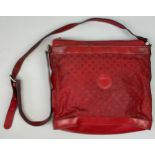 A VINTAGE FENDI SIDE BAG IN BLOOD RED, interlocking 'FF' emblems throughout with a central