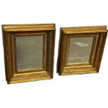 TWO HEAVY ITALIAN GILTWOOD CUSHION MIRRORS, One slightly larger Largest 62cm x 50cm