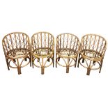 A SET OF FOUR LIMED BAMBOO COCKTAIL CHAIRS (4) 85cm x 55cm each
