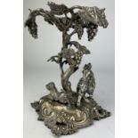 A VICTORIAN ELKINGTON PLATE CENTRE PIECE, depicting a goat and terrier dog running besides a tree