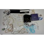 A QUANTITY OF EARRINGS AND BEADED NECKLACES, to include earrings by Givenchy, some 925 silver