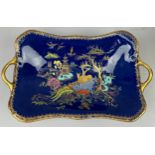 WILTON WARE MIKADO DESIGN FOOTED DISH WITH GILT HANDLES, 30cm x 18cm