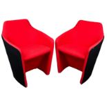 A PAIR OF RED ALLERMUIR SIDE CHAIRS (2) 85cm x 65cm