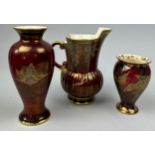 CROWN DEVON THREE LUSTRE WARE VASES (3) Tallest 18cm