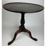 A GEORGE III TILT TOP OCCASIONAL TABLE, on three legs terminating in narrow claw and ball feet