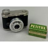 A PETIE GERMANY SUBMINIATURE CAMERA, with makers box for roll of superpanfilm. Very good condition.