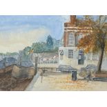 A LARGE WATERCOLOUR OF RICHMOND UPON THAMES IN AUTUMN, mounted in a frame and glazed. Unsigned. 35cm