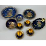 A COLLECTION OF CARLTON WARE MIKADO DESIGN LUSTRE WARE BOWLS TEA CUPS AND SAUCERS