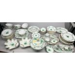 A HEREND PART DINNER SERVICE 'APPONYI' CHINESE GREEN PATTERN, 79 pieces in total, hand painted all