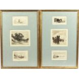 A SET OF SIX JOHN VARLEY (BRITISH 1778 – 1842) INK ON PAPER STUDIES OF SHIPS AND RIVERS, mounted