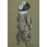 A PENCIL AND PASTEL SKETCH OF A SOLDIER, Signed in initials indistinctly. Mounted in a frame and