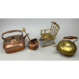 A COLLECTION OF BRASS WARE AND TWO PUNCH BOWLS (Qty)