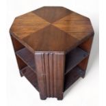 A WARING AND GILLOWS OCTAGONAL ART DECO DESIGN BOOKCASE, Plaque to verso 50cm x 50cm