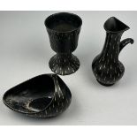 ALBERT HALLAM FOR BESWICK POTTERY: THREE CERAMIC VESSELS IN BLACK AND GOLD (3)