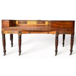 A MAHOGANY LINE INLAID CLAVICHORD EARLY 19TH CENTURY ADAPTED INTO A DRESSING TABLE, with brass