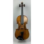 A VIOLIN LABELLED CARLO BERGONZI Labelled: Anno 17...Carlo Bergonzi fece in Cremona Back length 36cm