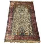 A FINE TURKISH SILK HEREKE RUG DEPICTING THE TREE OF LIFE AND BIRD FIELD WITH FOLIATE BORDER 210cm x