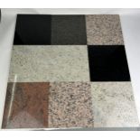 A COLLECTION OF NINE LARGE FOSSIL MARLBE AND GRANITE TILES, to include Iona Marble, used for