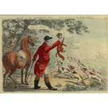 A POLITICAL HAND-COLOURED ENGRAVING 'DEATH OF THE CORSICAN FOX...SCENE THE LAST OF THE ROYAL