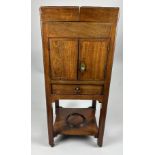 A GEORGIAN ROSEWOOD NIGHTSTAND, Rising top, two doors above a singular drawer and pot stand. 89cm