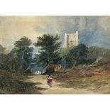 A WATERCOLOUR PAINTING ON PAPER, English school circa 1840 depicting a mother and her children in
