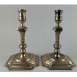 A PAIR OF SILVER CANDLESTICKS, 22cm H Weight 1300gms
