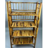 A TIGER BAMBOO SET OF SHELVES 130cm H