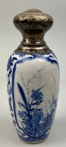 A SMALL CHINESE PORCELAIN KANGXI VASE WITH SILVER TOP, Qing dynasty (1644-1912), Kangxi reign (