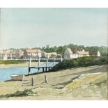 MACFARLANE WIDDUP 'THE BOATHOUSE' BLAKEYNEY, NORFOLK WATERCOLOUR ON PAPER, Mounted in a frame and