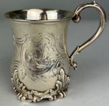 A VICTORIAN SILVER CHRISTENING CUP PROBABLY BY GEORGE JOHN RICHARDS, 1858. Chase engraved with