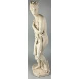 AN ALABASTER SCULPTURE OF VENUS HOLDING A ROBE, 20th Century. 80cm H