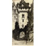 DAVID YOUNG CAMERON (1865-1945) Drypoint on paper ‘Clocktower Arch’, signed in pencil 25cm x 12.5cm