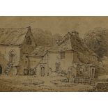 JOSEPH POWELL (1780–1834) PENCIL AND BROWN WASH 'FARM BUILDINGS' Mounted in a frame and glazed 9cm x