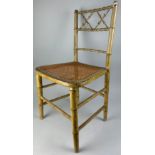 A REGENCY FAUX BAMBOO SIDE CHAIR WITH CANED SEAT 80cm H