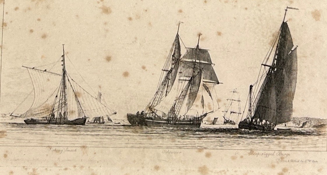 EDWARD WILLIAM COOKE (1811-1880), Etching of three ships 'Fishing Smack, Schooner and Sloop-rigged - Image 2 of 3