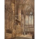 A VICTORIAN WATERCOLOUR ON PAPER OF CANTERBURY CATHEDRAL, Labelled to verso 'S Hume 1870' possibly