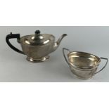 A SILVER TEAPOT AND SUGAR BOWL, Weight 900gms