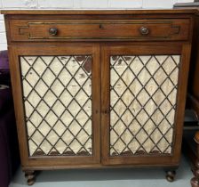 A VICTORIAN ROSEWOOD CHIFFONIER, Brass inlaid with two drawers over two doors, raised on bun feet.