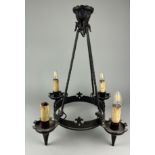 A GOTHIC DESIGN CHANDELIER IN THE MANNER OF A.W.N. PUGIN 60cm drop